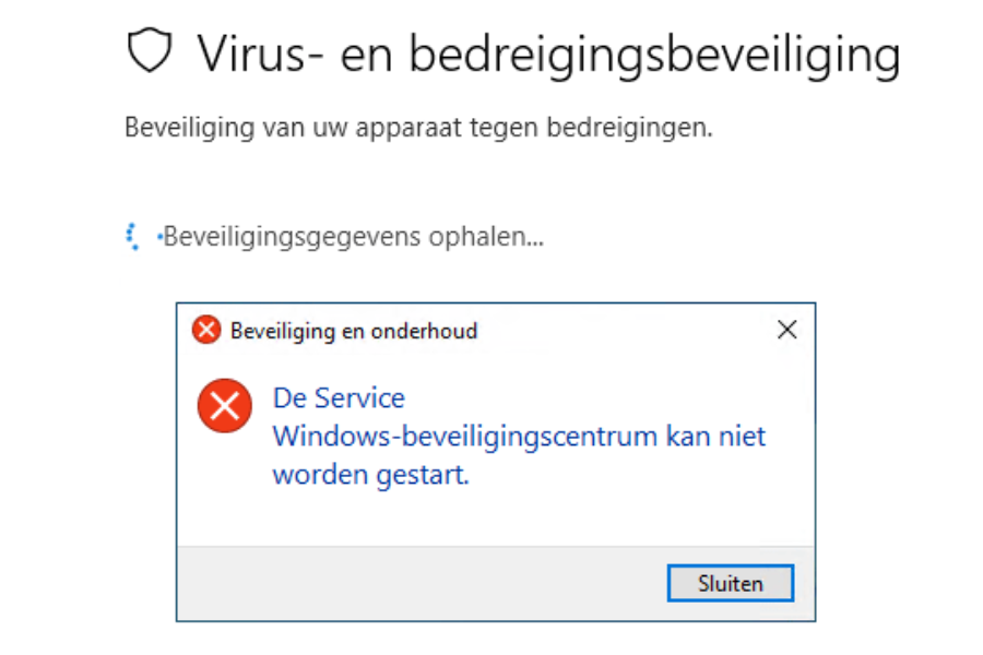 service windows beveiligingscentrum inschakelen